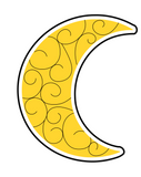 Decorated Cresent moon cookie cutter with stamp