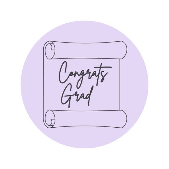 Congrats grad with diploma lettering stamp