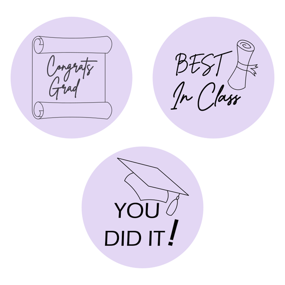 Graduation lettering stamp set (set of 3)