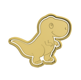 Green dinosaur (T-Rex) cookie cutter with stamp