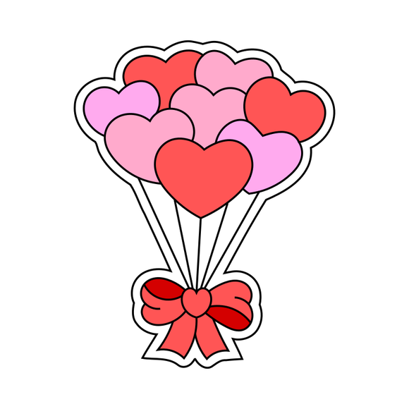 Heart-shaped balloons with ribbon