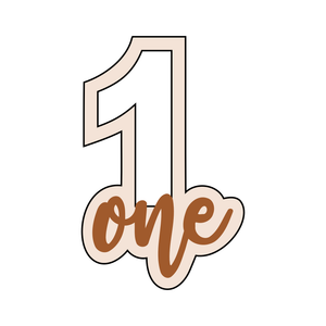 Number 1 (one) with writing cookie cutter and stamp