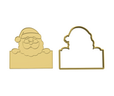 Santa holding banner plaque cookie cutter and stamp
