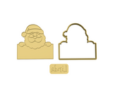 Santa holding banner plaque cookie cutter and stamp