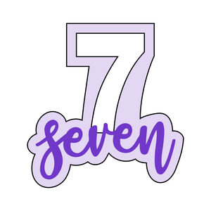 Number 7 (seven) with writing cookie cutter and stamp