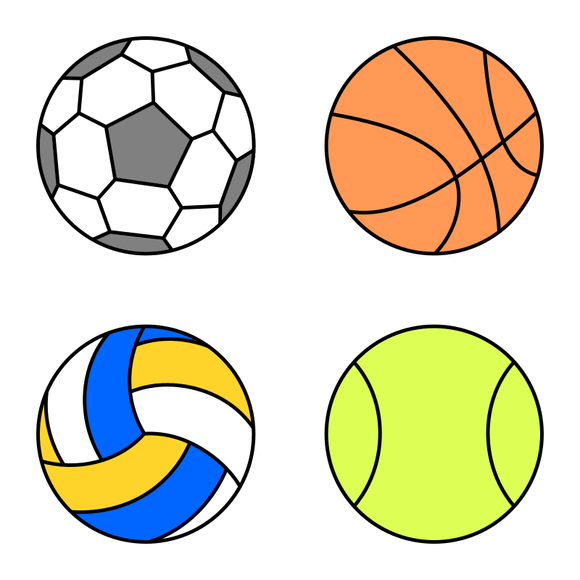 Sport balls (Football/Soccer, Basketball, Volleyball, Tennis) cookie cutter and stamp