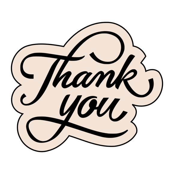 Thank you calligraphy cookie cutter and stamp