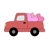 Truck carrying hearts cookie cutter with stamp