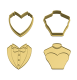 Tuxedo and Wedding Dress busts cookie cutters and stamps (set of 2)