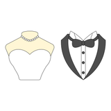 Tuxedo and Wedding Dress busts cookie cutters and stamps (set of 2)