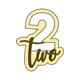 Number 2 (two) with writing cookie cutter and stamp